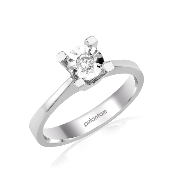 Pırlanta 0.03 ct.Tektaş Yüzük (0.60 ct. Görünümlü)